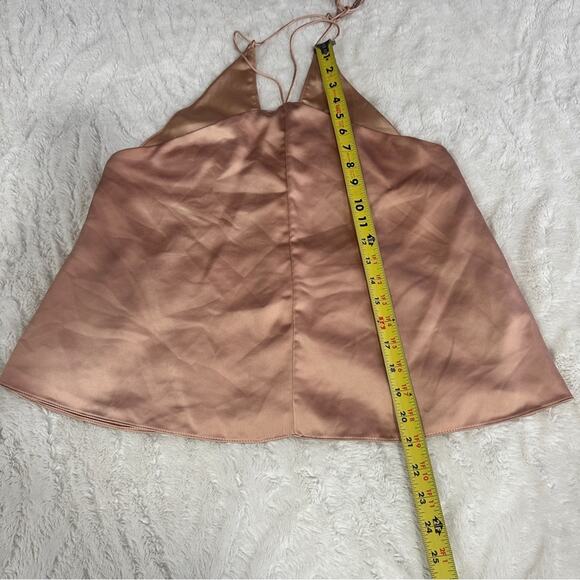 Obando Collective Size 2 Gold Pink Elegant Satin Halter Top Silky Tank Shell - Picture 15 of 16